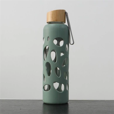 Glass Water Bottle with Bamboo Lid
